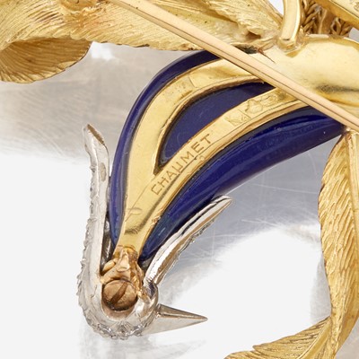 Lot 64 - A gold, lapis lazuli, and diamond brooch, Pierre Sterlé for Chaumet