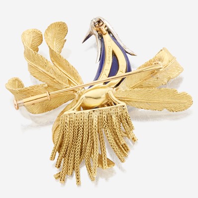 Lot 64 - A gold, lapis lazuli, and diamond brooch, Pierre Sterlé for Chaumet