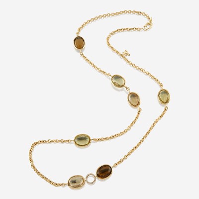 Lot 106 - A citrine, diamond, and gold necklace, Zoccai