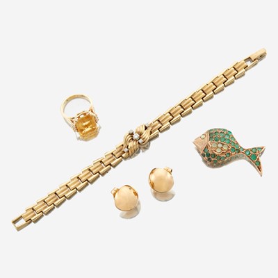 Lot 107 - A collection of  gold and gem-set jewelry