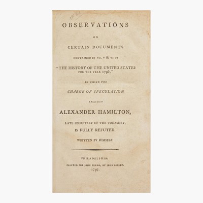 Lot 17 - [Americana] ["Reynolds Pamphlet"] Hamilton, Alexander