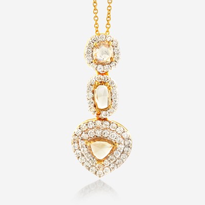 Lot 161 - A diamond and gold pendant necklace