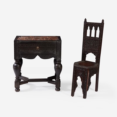 Lot 136 - An Anglo-Indian Carved Hardwood Side Table and Side Chair