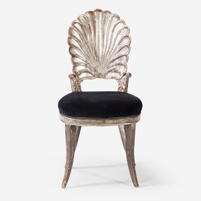 Lot 3 - An Italian Silvered Shell-Back Grotto Chair