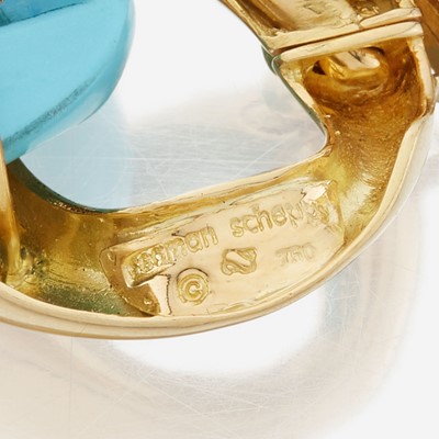 Lot 71 - A gold and turquoise bracelet, Seaman Schepps