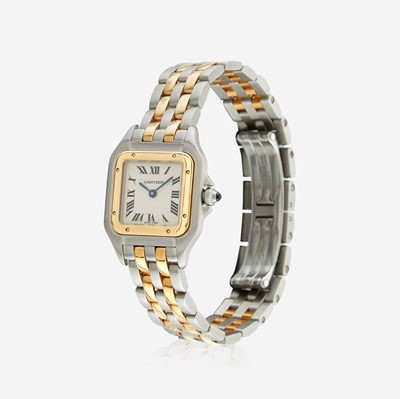 Lot 152 - A lady's bicolor stainless steel and gold bracelet watch, Cartier