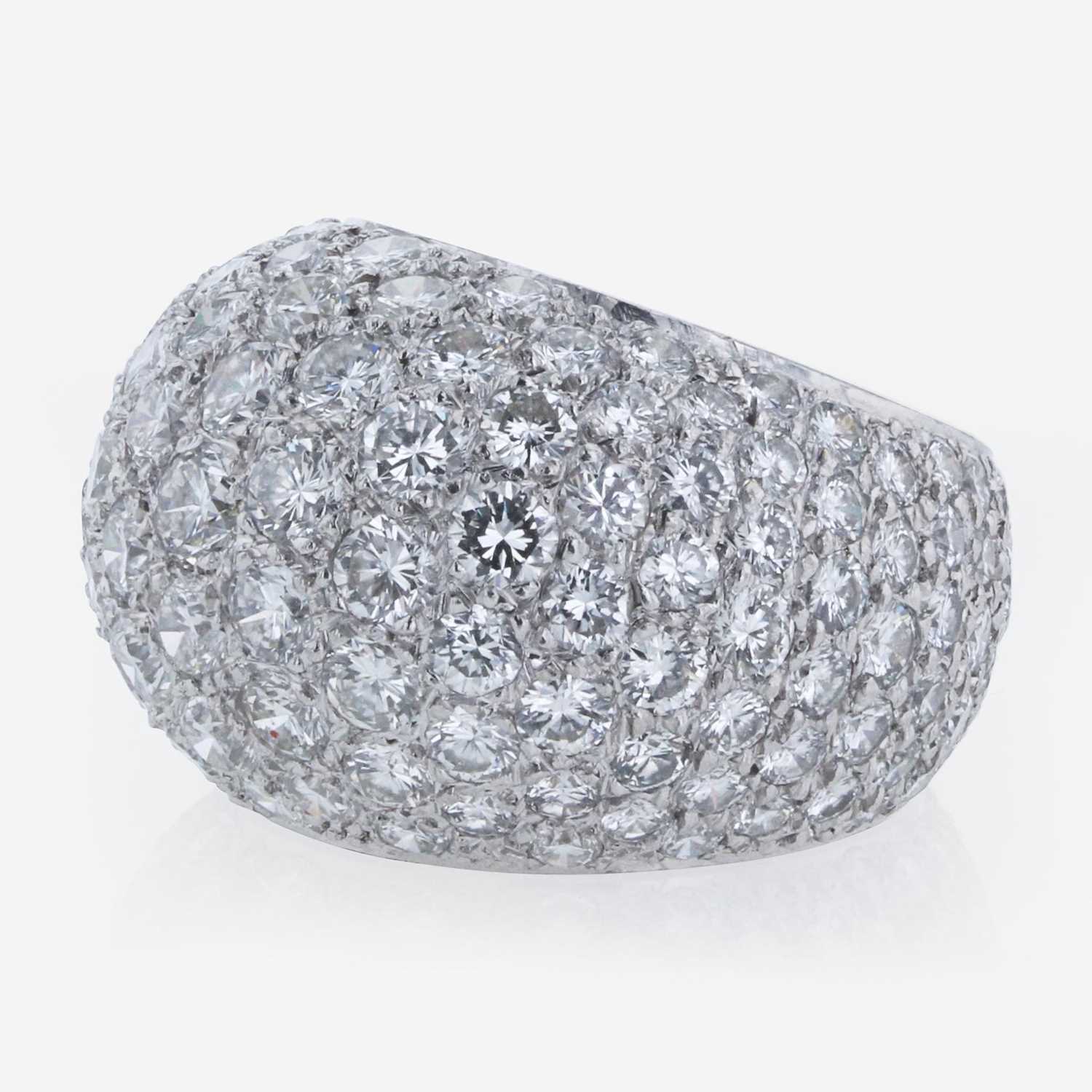 Lot 210 - A Pavé-Set Bombé Style Diamond Ring
