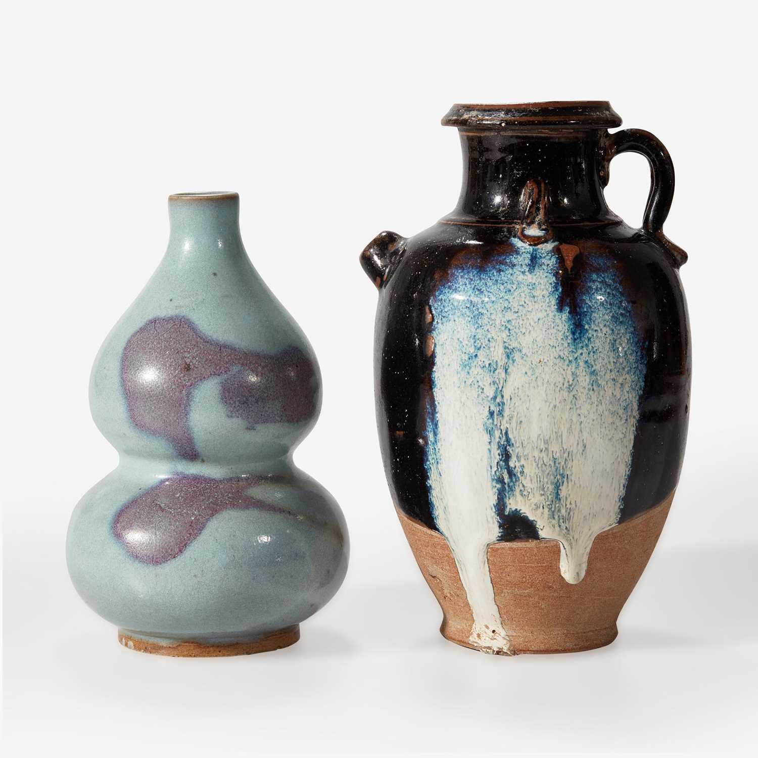 Lot 8 - A Chinese Junyao style vase and a phosphatic-splashed ewer