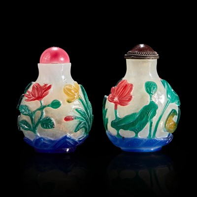 Lot 176 - Two Chinese glass four-color overlay snuff bottles