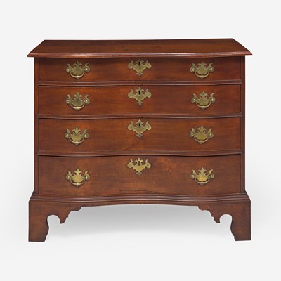 Lot 48 - A Chippendale reverse serpentine carved maple and birch chest of drawers