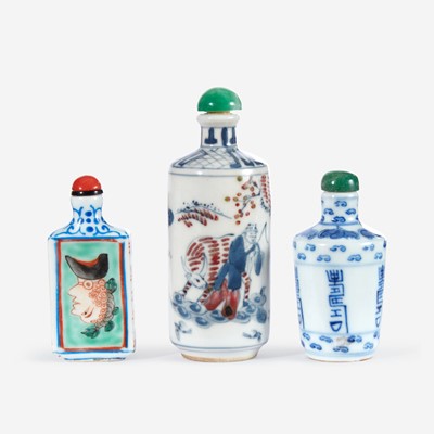 Lot 179 - Three assorted Chinese porcelain snuff bottles