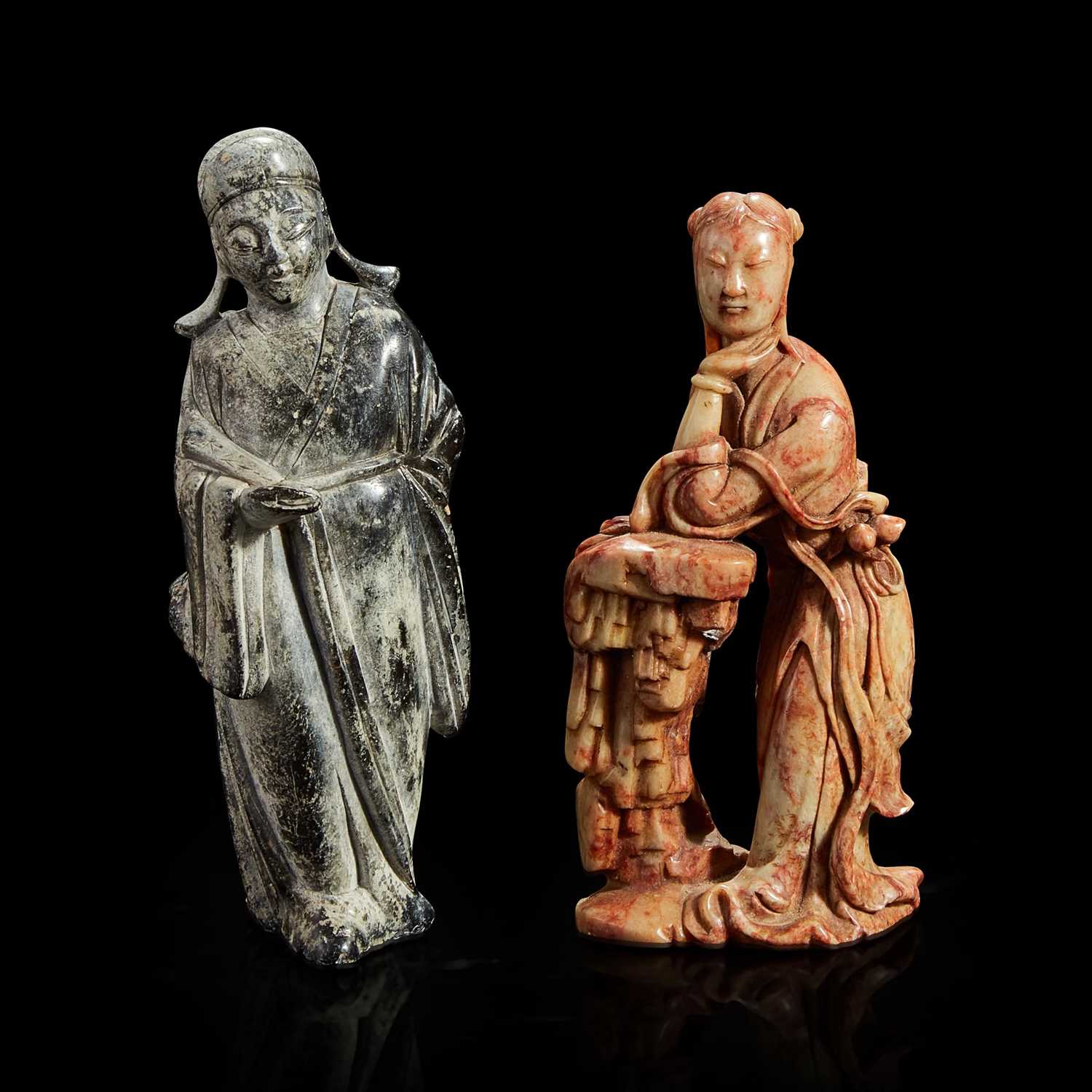 Lot 104 - Two Chinese carved soapstone figures