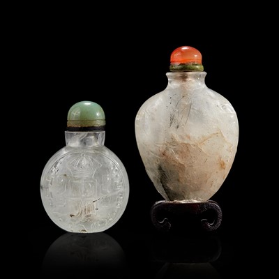 Lot 167 - Two Chinese carved quartz snuff bottles