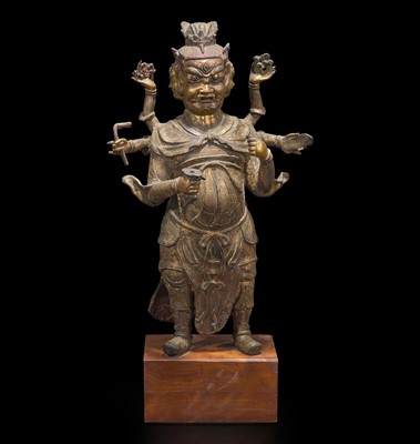Lot 21 - A large Chinese gilt-lacquered bronze figure of Tianyou Yuangshuai 铜漆金天猷元帅塑像