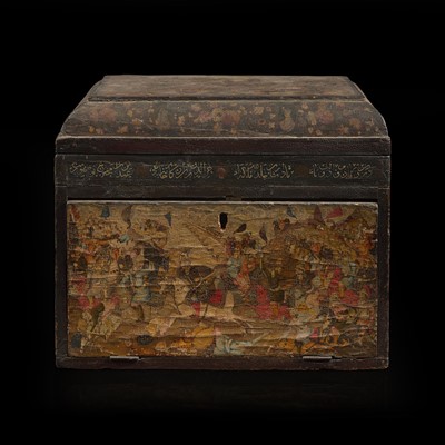 Lot 16 - A Persian painted lacquer table chest 波斯漆器小箱