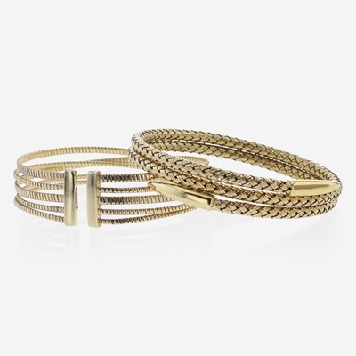 Lot 255 - A Set of Two Italian Gold Bracelets