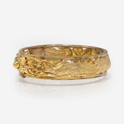 Lot 346 - 14K Yellow Gold Dragon Bangle Bracelet