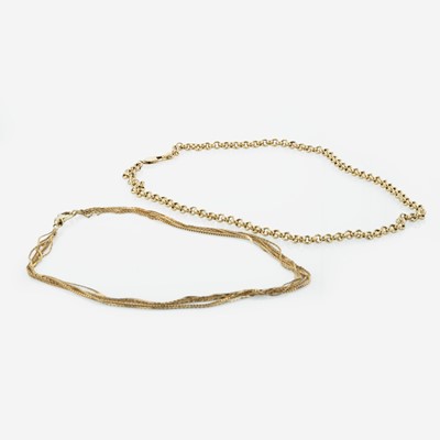 Lot 326 - Collection of Three Yellow Gold Necklaces