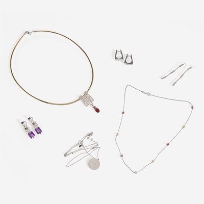 Lot 246 - A Collection of White Gold and Gemstone Jewelry