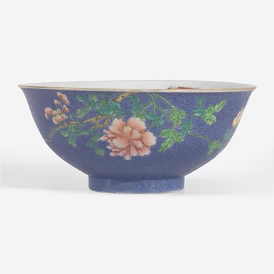Lot 83 - A Chinese blue sgraffito-ground famille rose "Peony” bowl 粉彩牡丹碗