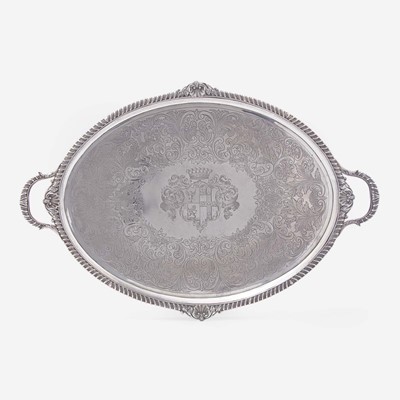 Lot 107 - A George III Sterling Silver Two-Handle Armorial Tray