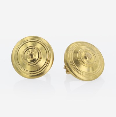 Lot 268 - Ilias Lalaounis 18K Yellow Gold Shield Earrings