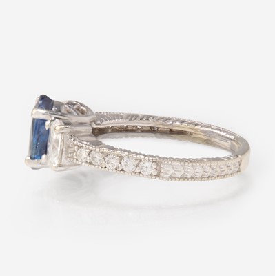 Lot 293 - A Sapphire and Diamond White Gold Ring