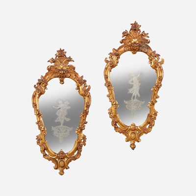 Lot 58 - A pair of Venetian giltwood mirrors