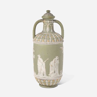 Lot 15 - A Wedgwood jasper dip tricolor diceware covered vase