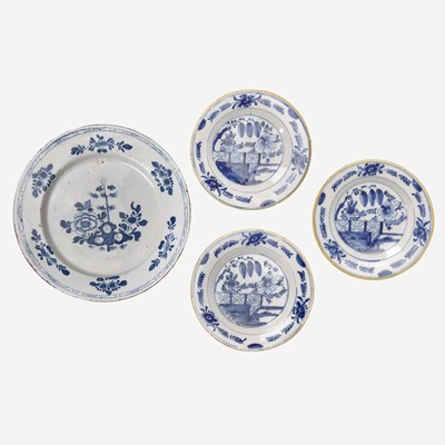 Lot 44 - A group of four Delft blue and white "chinoiserie" plates