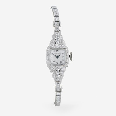 Lot 88 - A Hamilton Platinum and Diamond Ladies Watch