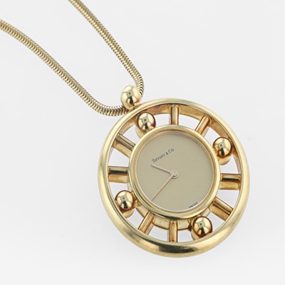 Lot 111 - An 18K yellow gold pendant watch, Tiffany & Co.