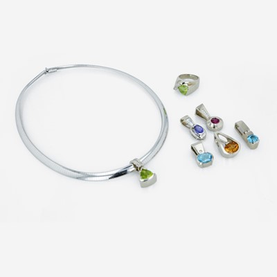 Lot 14 - A collection of gem-set and 14K white gold jewelry