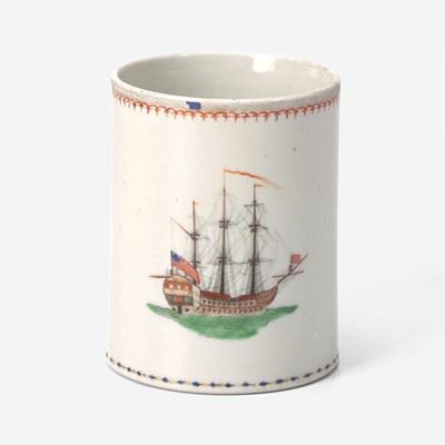 Lot 72 - A Chinese Export porcelain mug made for the American market