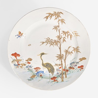 Lot 73 - A Chinese Export porcelain "Heron, Bamboo and Lingzhi" charger 外销瓷大盘