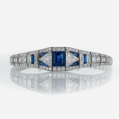 Lot 60 - A Platinum, Sapphire, and Diamond Bracelet