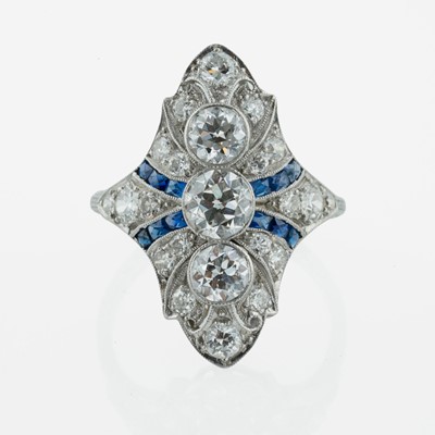 Lot 201 - An Art Deco Diamond and Sapphire Ring