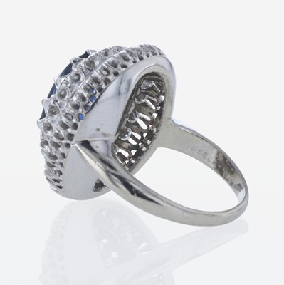 Lot 294 - A 14K White Gold, Sapphire, and Diamond Ring