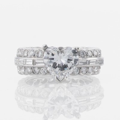 Lot 66 - A Platinum and Heart Shaped Diamond Ring