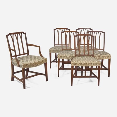 Lot 45 - A set of six Federal style carved mahogany dining chairs