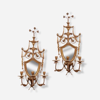 Lot 46 - A pair of Neoclassical giltwood and mirrored candle sconces