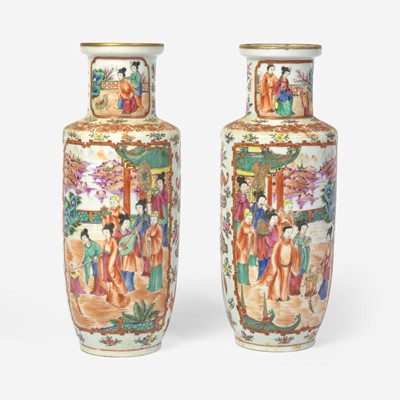 Lot 79 - A pair of Chinese Export porcelain Famille Rose vases