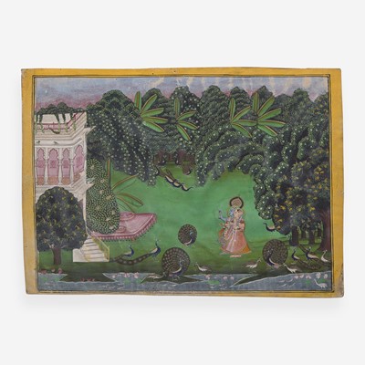 Lot 12 - Two Rajasthani miniature paintings depicting Krishna 印度袖珍画两幅