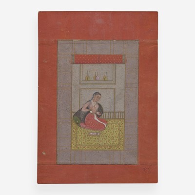 Lot 13 - Three Indian miniatures depicting women 印度袖珍画三幅