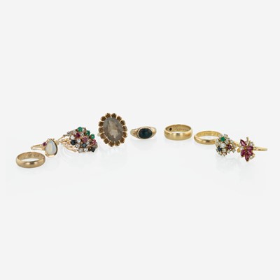 Lot 332 - A Collection of Yellow Gold and Gemstone Rings