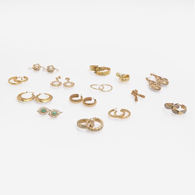 Lot 363 - A Collection of Gold Earrings