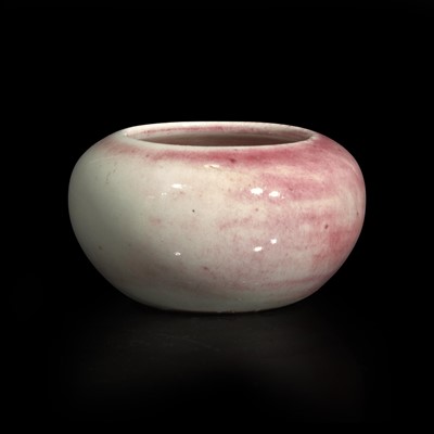 Lot 51 - A Chinese copper red-glazed globular water coupe 釉里红水盂