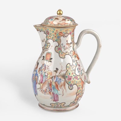 Lot 74 - A large Chinese export famille-rose decorated porcelain jug and cover 粉彩出口瓷大盖壶