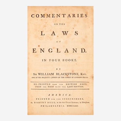 Lot 26 - [Americana] [Law] Blackstone, William