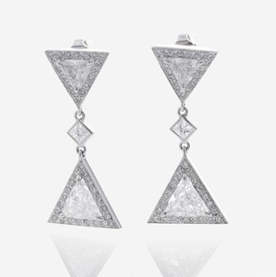 Lot 30 - A Pair of Diamond and 18K White Gold Stud Earrings